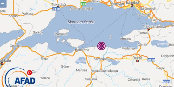 Marmara Denizi'nde 3.9 büyüklüğünde deprem