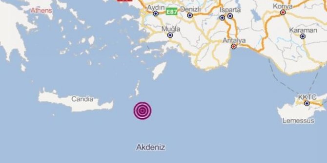 Akdeniz'de deprem
