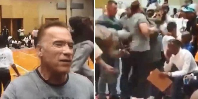 Arnold Schwarzenegger’e tekmeli saldırı