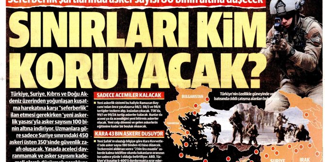 Yeni Şafak'tan askerlik yasasına tepki: Sınırları kim koruyacak?