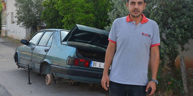 Arabasını o halde görünce şoke oldu
