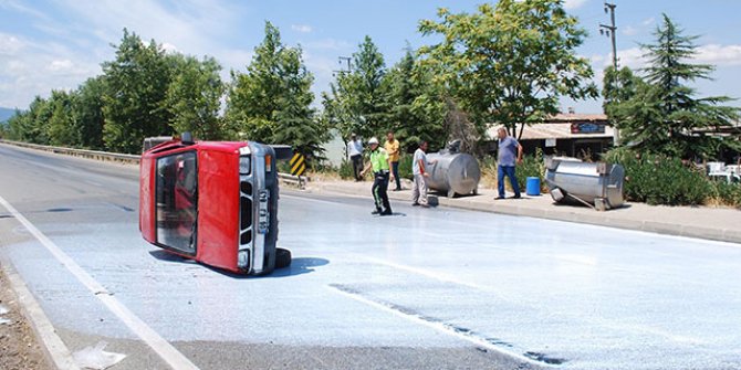 Yaklaşık 2 ton süt yola döküldü