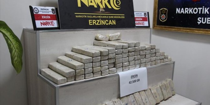 Erzincan'da 42 kilo 500 gram eroin ele geçirildi