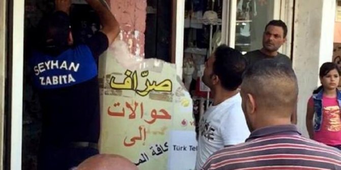 Adana'da zabıta ekiplerinden Arapça tabela operasyonu