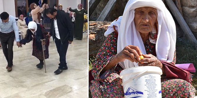 105 yaşındaki Sabayi ninenin uzun yaşamının sırrı manda yoğurdu