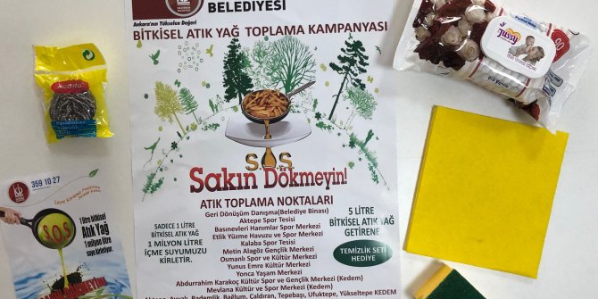 Keçiören'de atık yağını getirene temizlik seti hediye