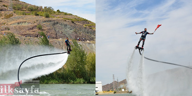 Kızılırmak'ta flyboard gösterisi