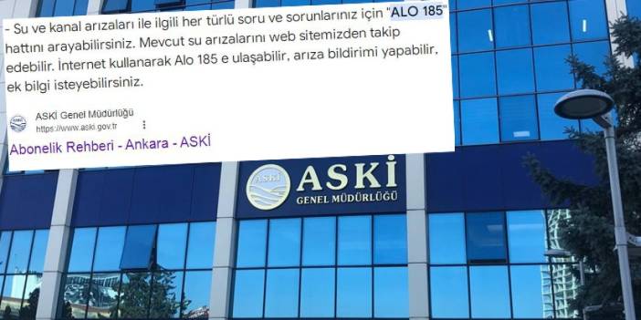 ASKİ’DE ihbar karmaşası! 153’mü? 185’mi?