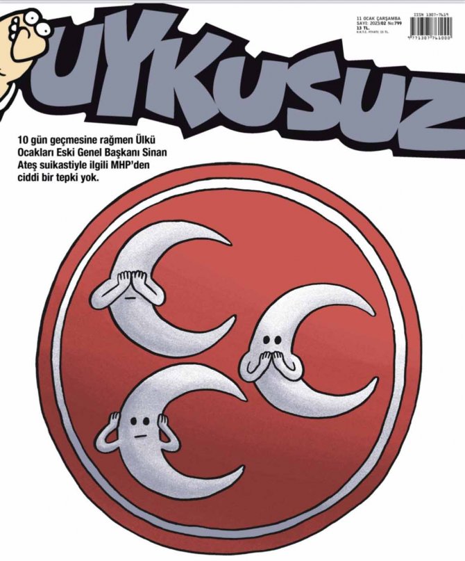 uykusuz dergisinin sinan ateş ve mhp ile ilgili kapak karikatürü