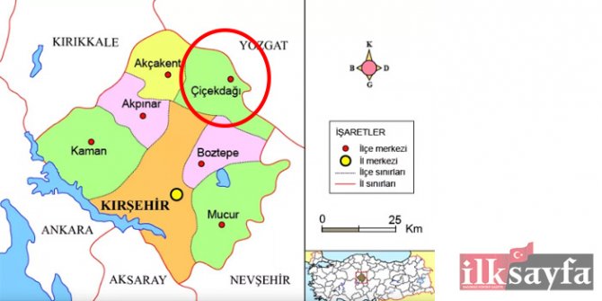 kırşehir çiçekdağı ilçesi haritası 