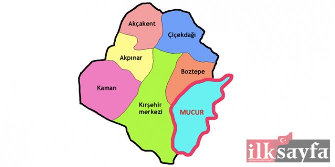 Kırşehir ilçesi Mucur'un haritası ve ilksayfa logosu
