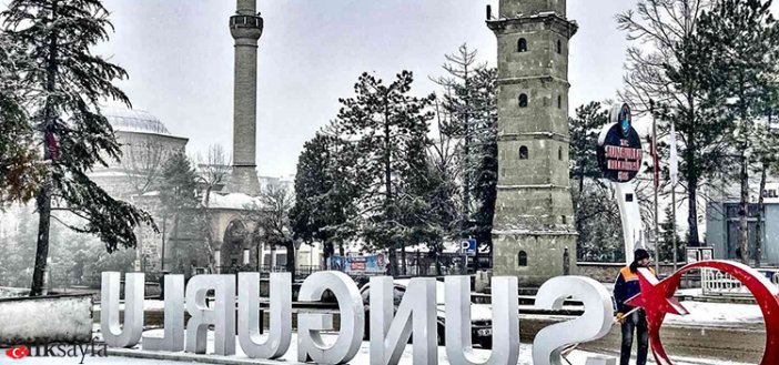 Çorum ilçeleri arasında nüfusu en büyük olanlardan Sungurlu ilçesinden kar manzarası