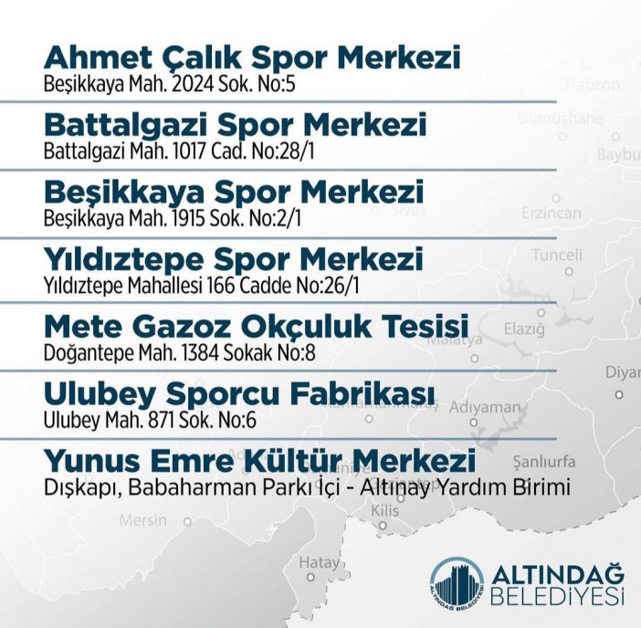 Altındağ yardım toplama alanları