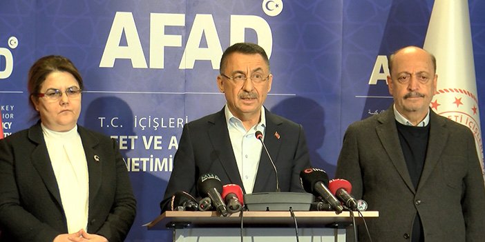 DEpremde son durum ile ilgili konuşma yapan Fuat OKtay