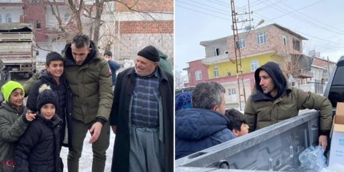 mehmet topal depremzedelere yardım ederken