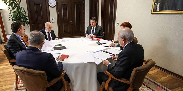 6'lı masanın cumhurbaşkanı adayını belirlerken çekilmiş fotoğrafı