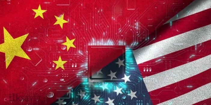 abd çin teknoloji savaşını anlatan çizim