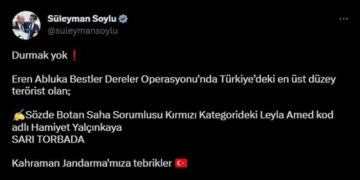 süleyman soylu twiti
