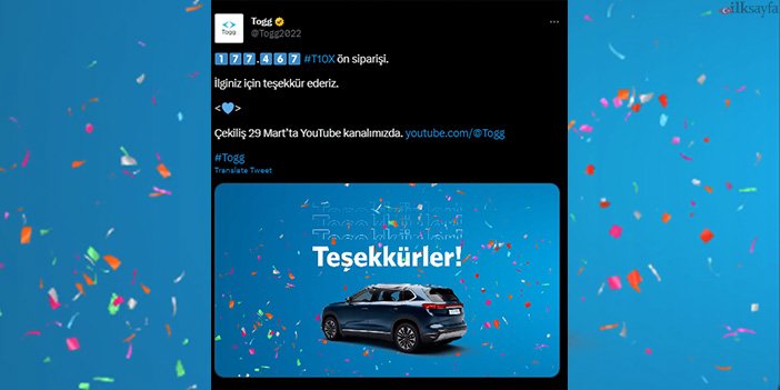 Togg twitter paylaşımı