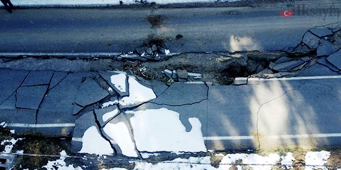 Depremin nasıl oluştuğunu merak edenler için kırılan yol görseli