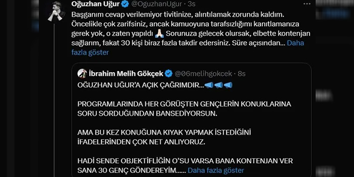 oğuzhan uğur melih gökçek yanıt