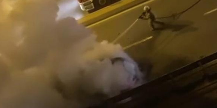 Kartal'da taksi alev topuna döndü