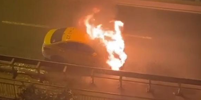 Kartal'da taksi alev topuna döndü