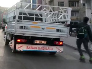 Patenli gencin tehlikeli yolculuğu kamerada