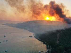 Milas'taki yangında zarar gören ormanlık alanlar havadan görüntülendi