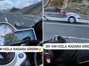 301 kilometre hızla radara girdi, 1339 lira ceza kesildi