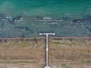 İznik Gölü'nün bazı bölümlerinde su çekilmesi 50 metreyi aştı