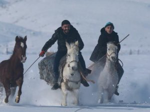 At yarışlarına 1 metre karın içinde hazırlanıyorlar