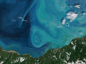 Karadeniz'in turkuaza bürünen rengi uzaydan görülüyor